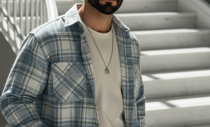 Модный портрет на мраморной лестнице