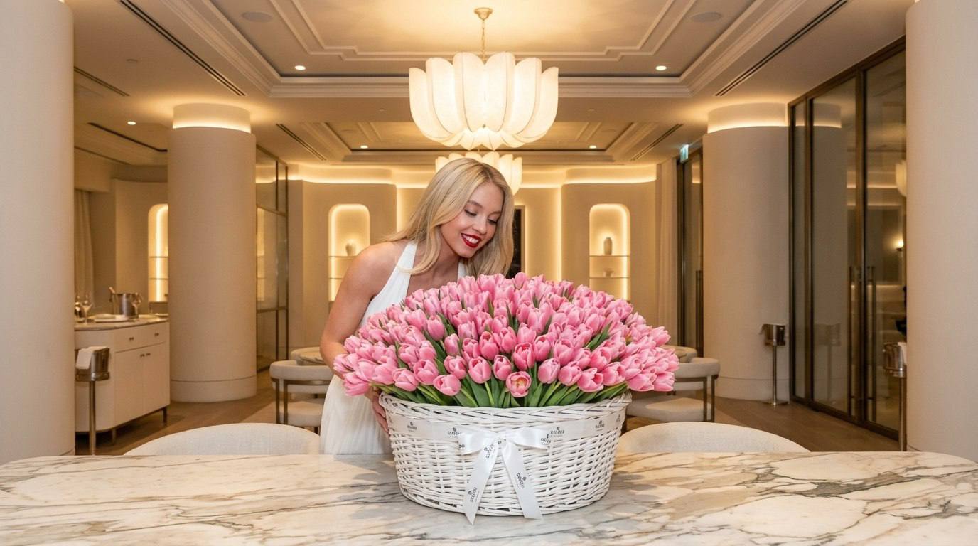 Промт "Девушка с букетом"