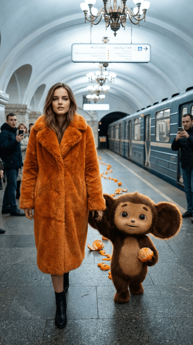 Промт в метро с чебурашкой